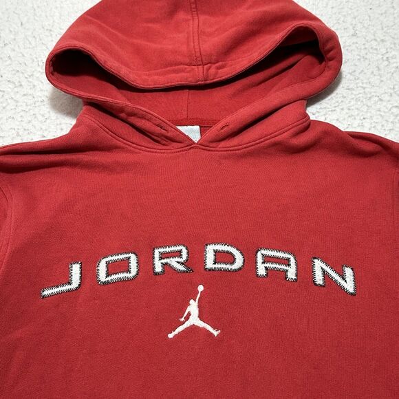 Vintage Nike Air Jordan Men's Large Pullover Red Hoodie Jumpman Logo Y2K Retro - Picture 2 of 14